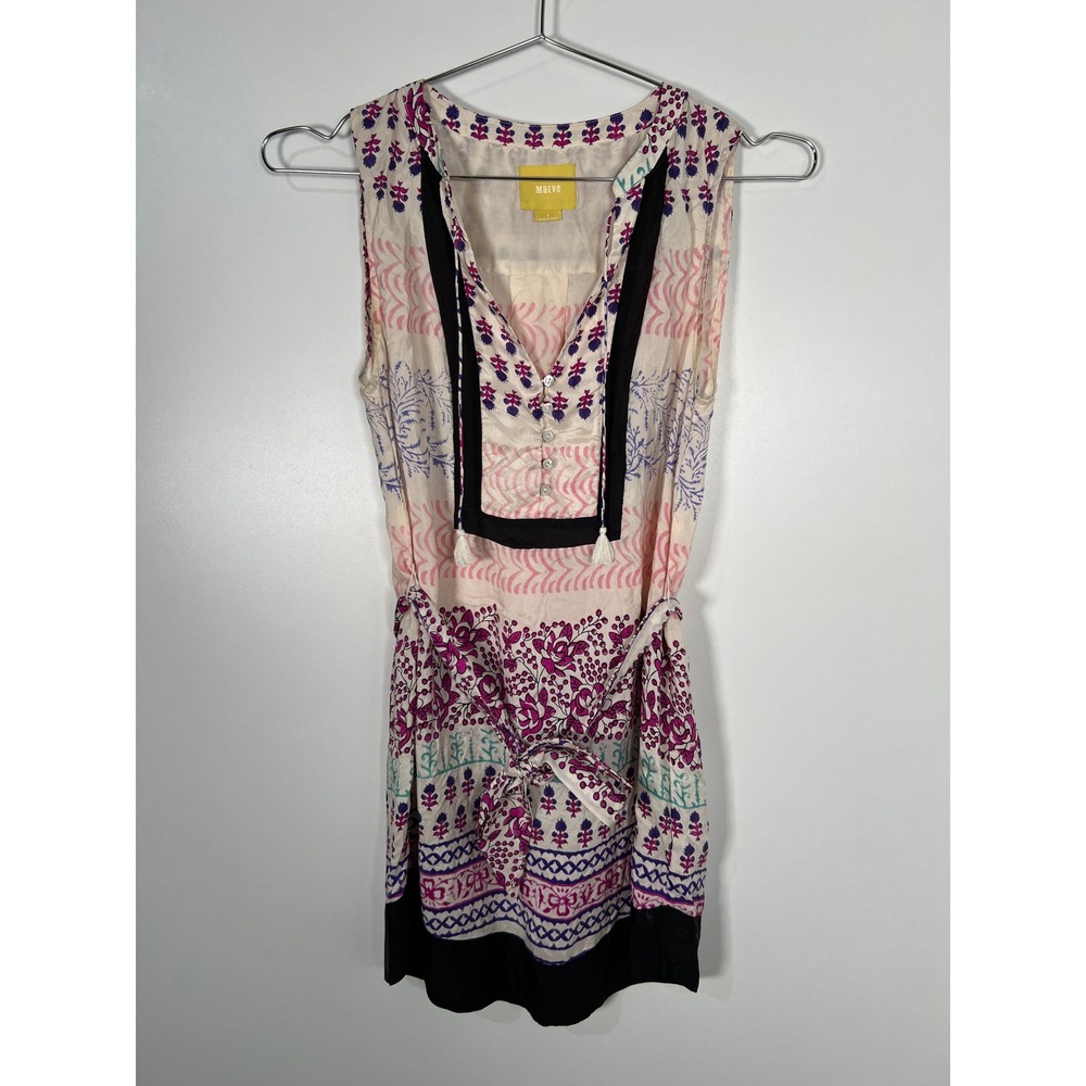 Maeve Anthropologie Mixed Floral Print Silk Sleeveless Tunic Boho Chic 2